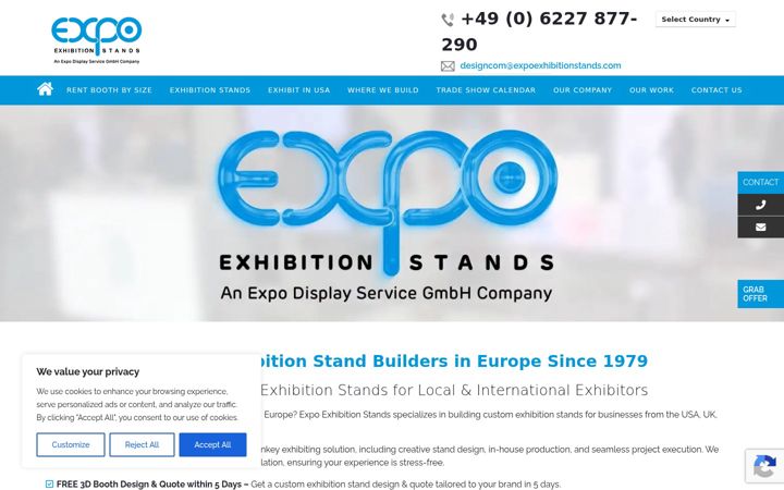 Screenshot of expoexhibitionstands.com