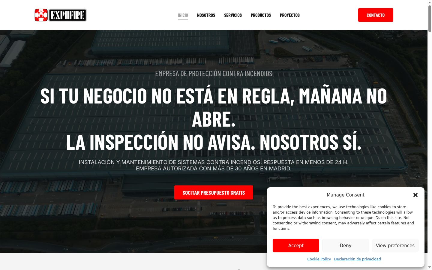 Screenshot del banner di consenso mostrato prima di qualsiasi interazione