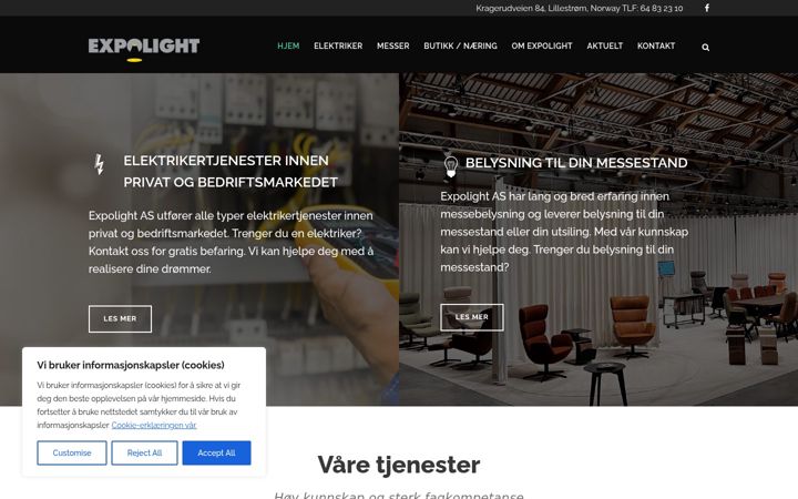 Screenshot of expolight.no