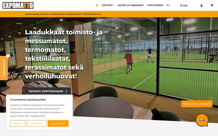 Snimka zaslona za expomatto.fi