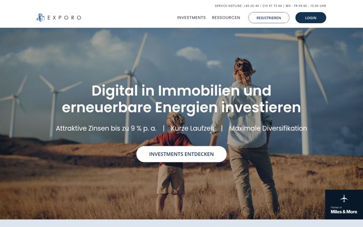 Screenshot of exporo.de