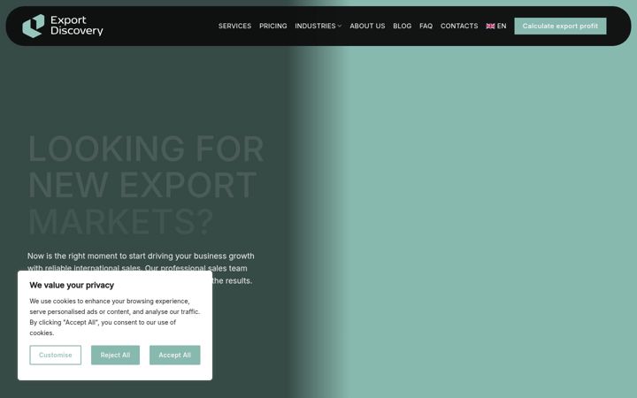 Screenshot of exportdiscovery.com
