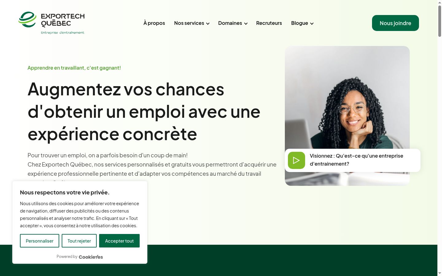 Screenshot of the consent banner shown before any interaction