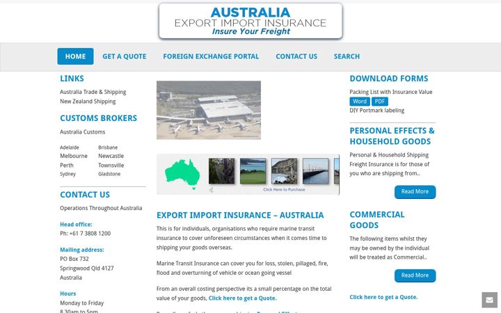 Snímek obrazovky exportimportinsurance.com.au