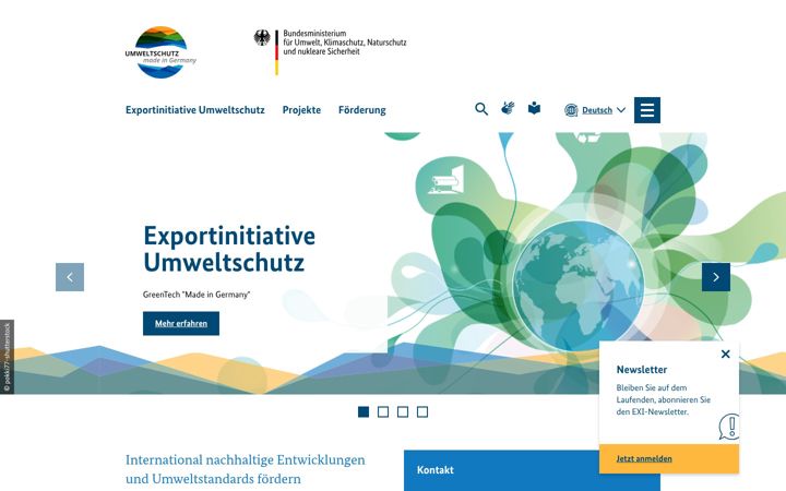 Zrzut ekranu exportinitiative-umweltschutz.de