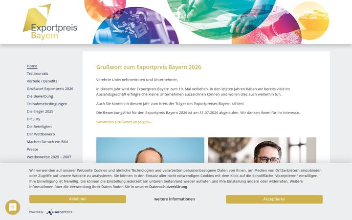 Screenshot of exportpreis-bayern.de
