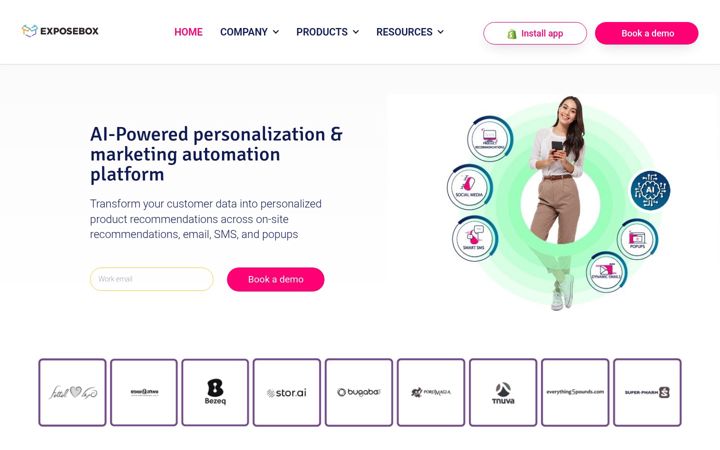 Screenshot van exposebox.com