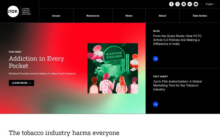 Screenshot of exposetobacco.org