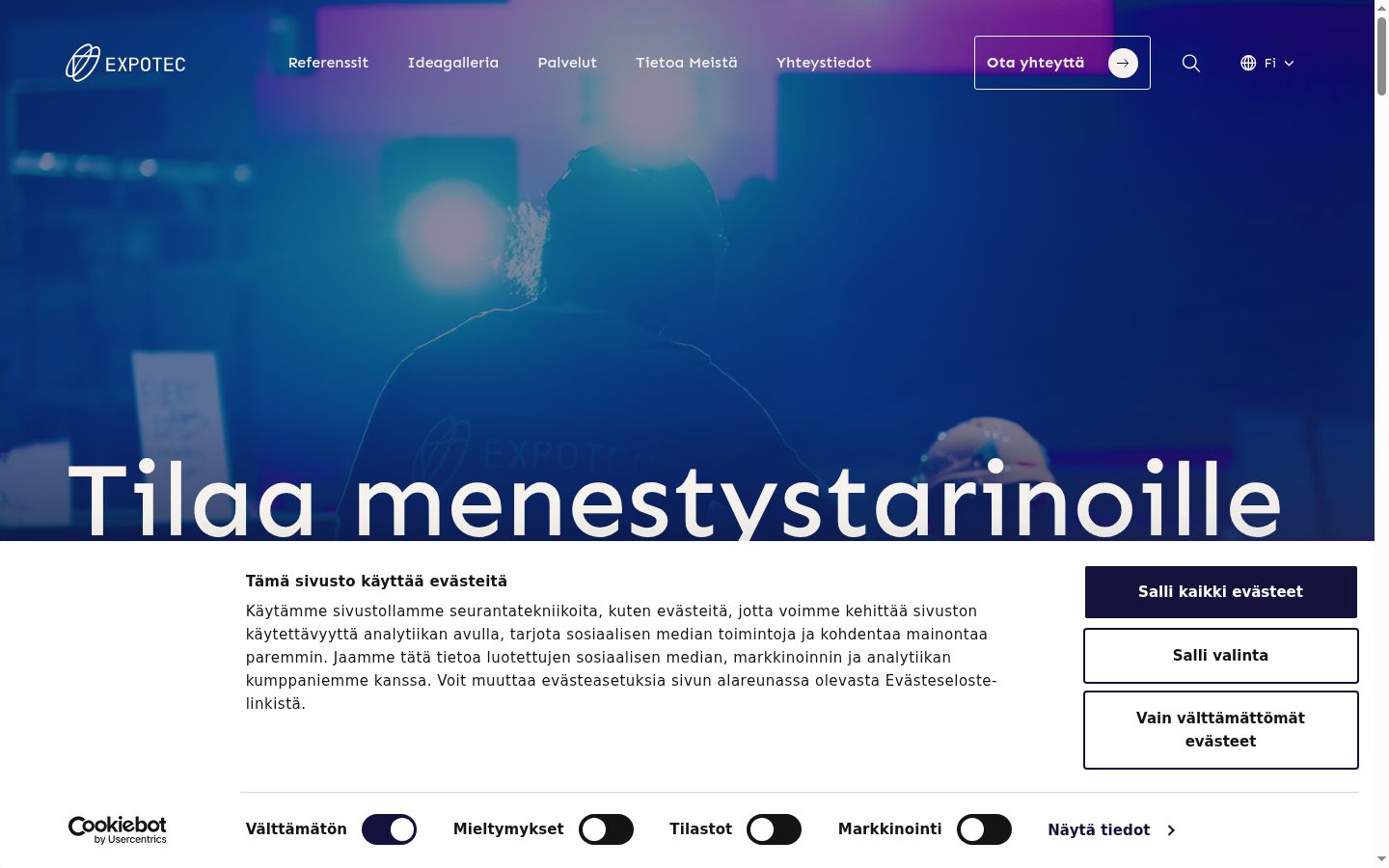 Snimka zaslona bannera za privolu prikazanog prije bilo kakve interakcije