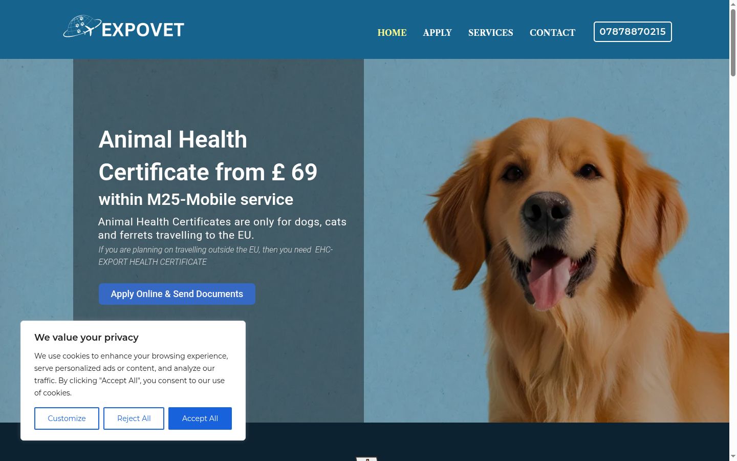 Screenshot del banner di consenso mostrato prima di qualsiasi interazione