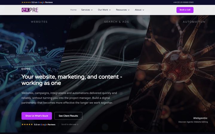 Screenshot of expre.co.uk