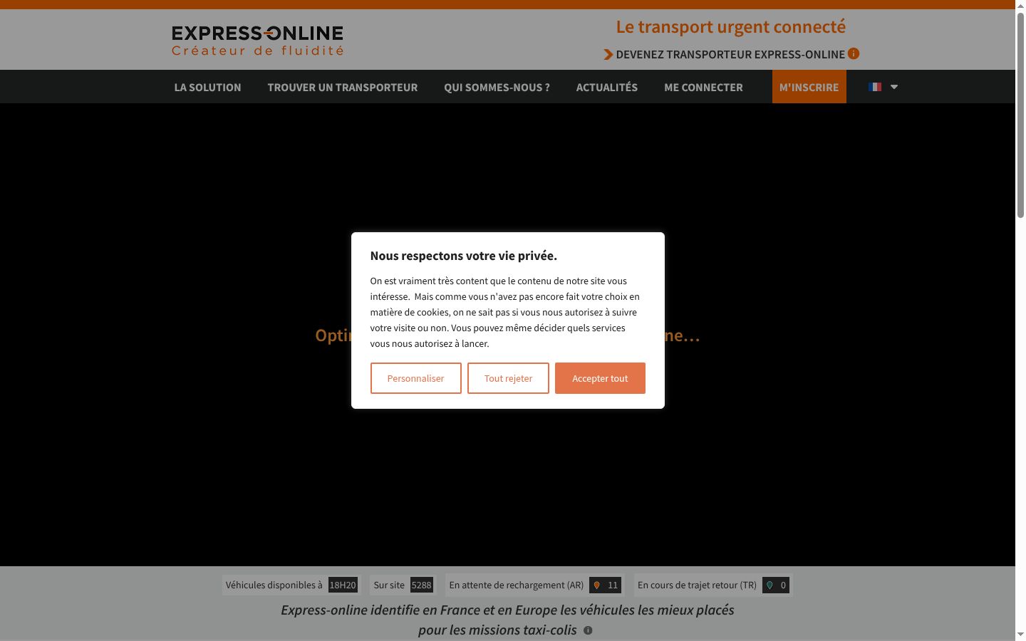 Screenshot del banner di consenso mostrato prima di qualsiasi interazione