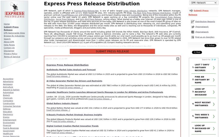 Ekraanipilt saidist express-press-release.net