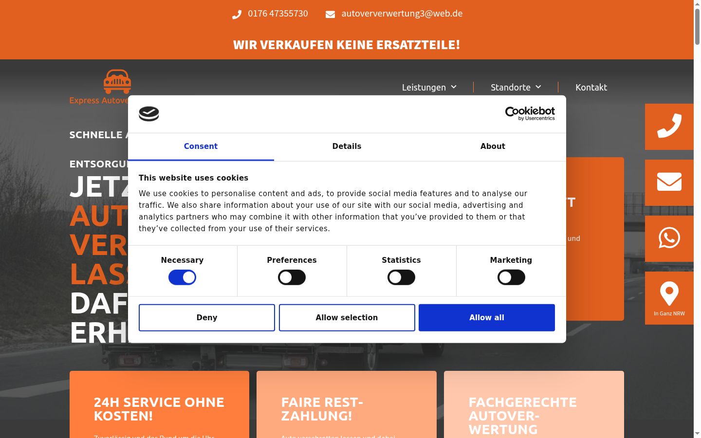 Screenshot of the consent banner shown before any interaction