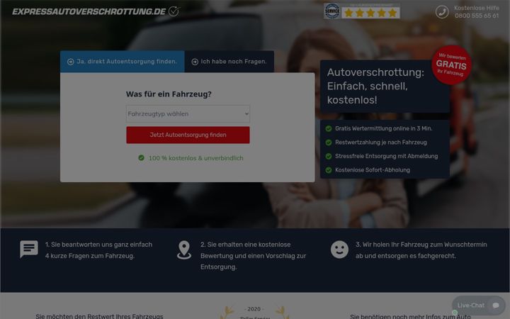 Ekraanipilt saidist expressautoverschrottung.de