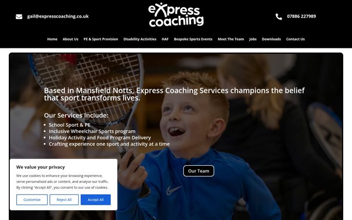 Snímek obrazovky expresscoaching.co.uk