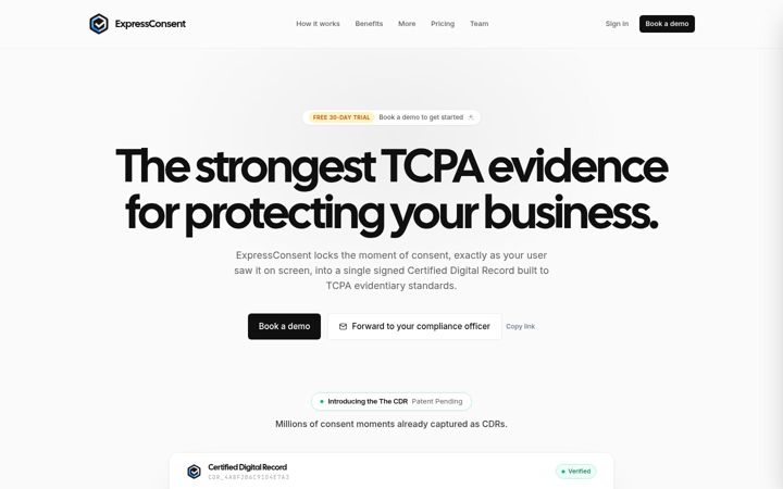 Screenshot of expressconsent.com