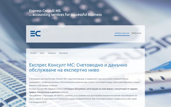 Kuvakaappaus sivustosta expressconsult.eu