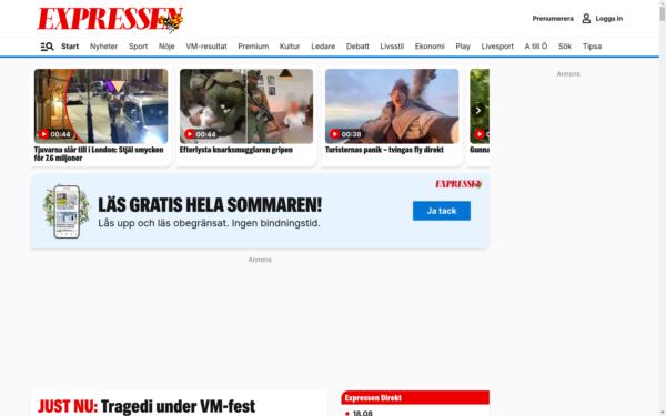 Screenshot of expressen.se