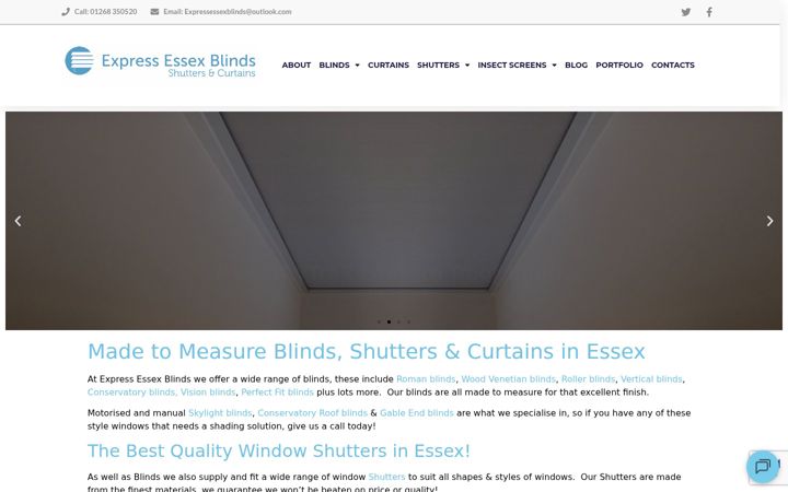 Screenshot of expressessexblinds.co.uk