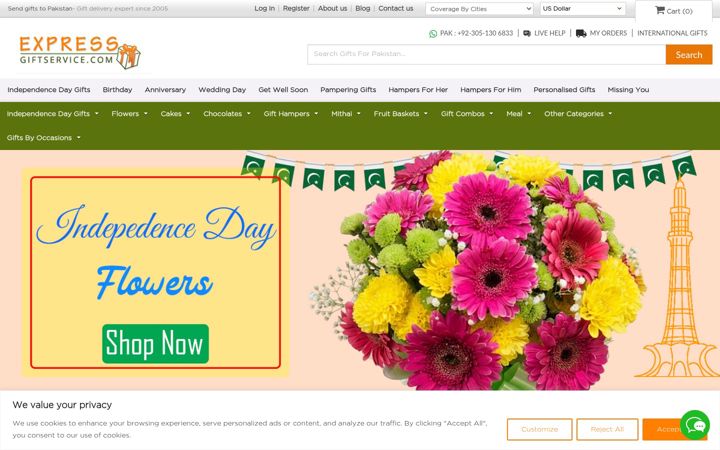 Screenshot of expressgiftservice.com
