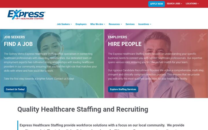 Screenshot of expresshealthcarestaffing.co.nz