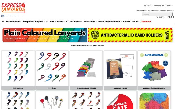 Screenshot of expresslanyards.co.uk