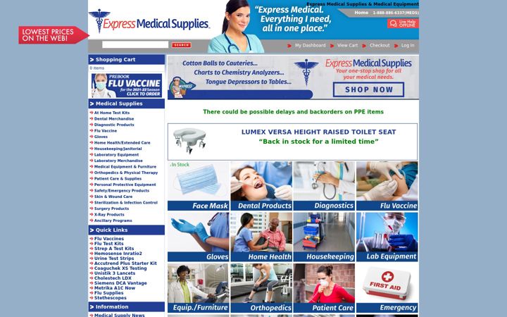 Snímek obrazovky expressmedicalsupplies.com