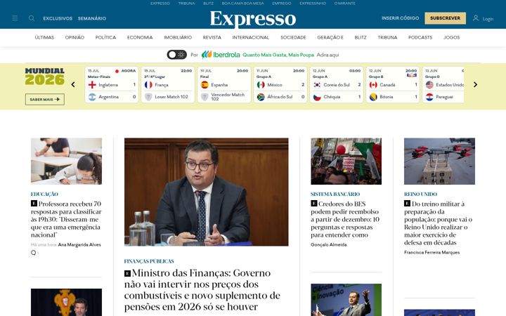 Zrzut ekranu expresso.pt