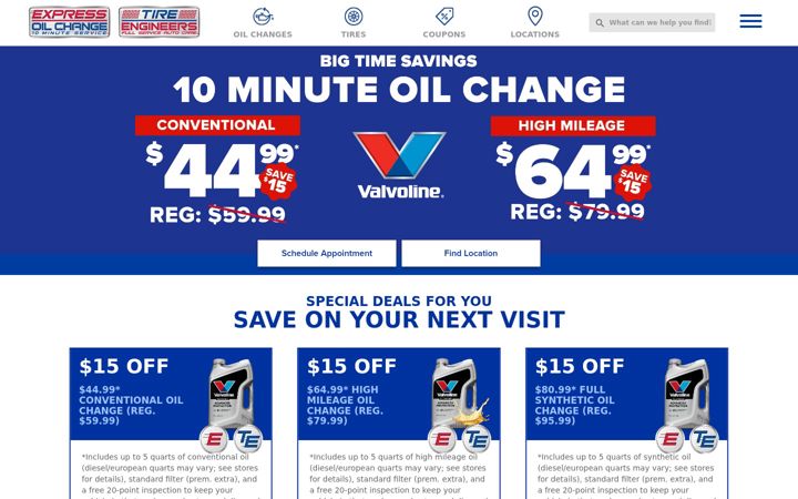 Screenshot of expressoil.com