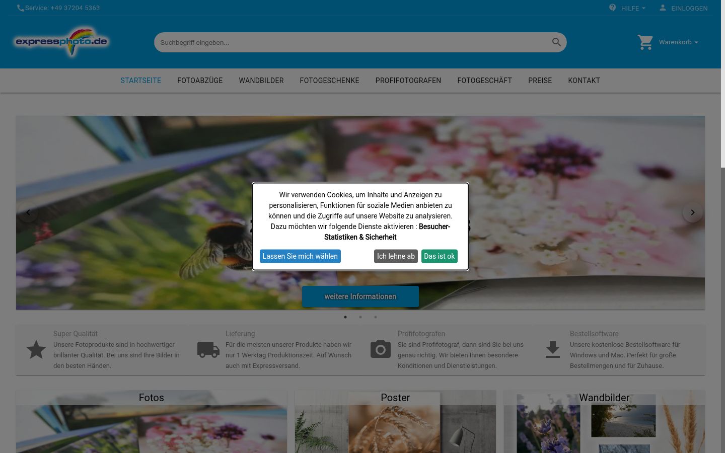 Captura de ecrã do banner de consentimento apresentado antes de qualquer interação