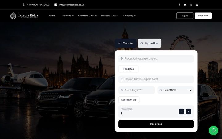 Screenshot of expressrides.co.uk