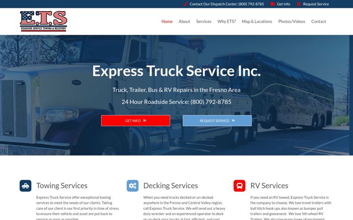 Screenshot of expresstruckservice.com
