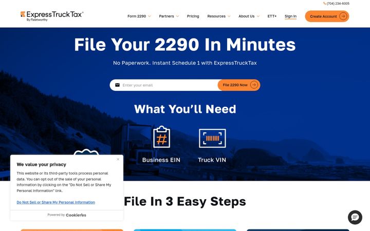 Screenshot of expresstrucktax.com