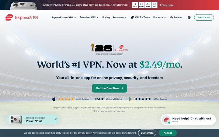 Zrzut ekranu expressvpn.com