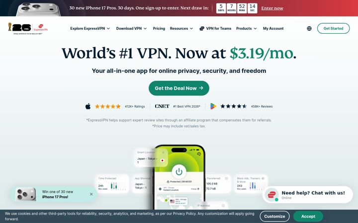 Screenshot of expressvpn.net
