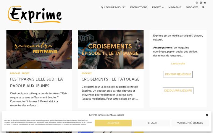Screenshot of exprime-asso.fr