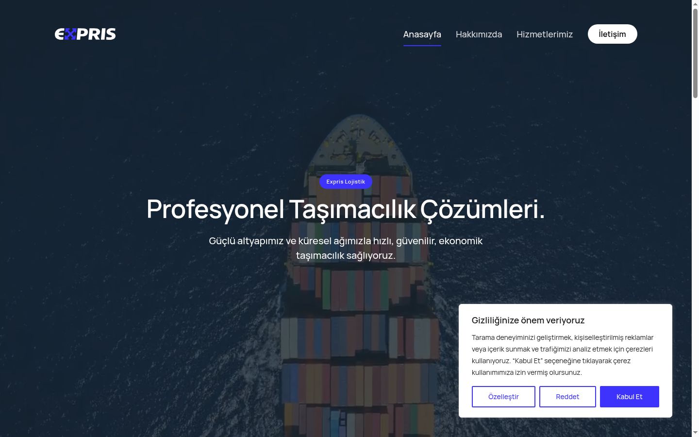 Screenshot of the consent banner shown before any interaction