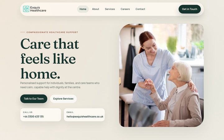 Screenshot of exquishealthcare.co.uk