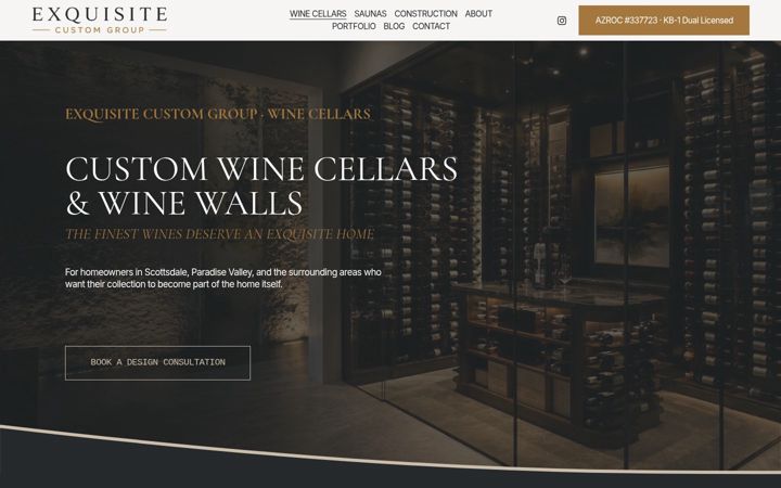 Screenshot of exquisitewinecellars.com