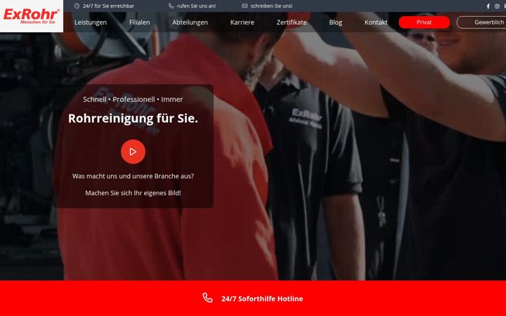 Screenshot of exrohr.de