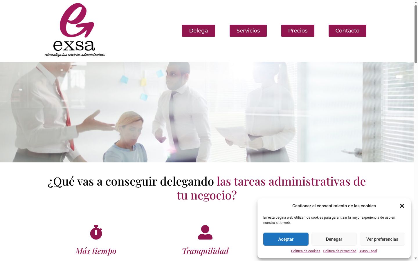 Captura de pantalla del banner de consentimiento mostrado antes de cualquier interacción