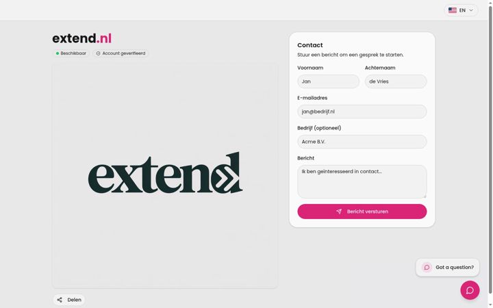 Screenshot of extend.nl