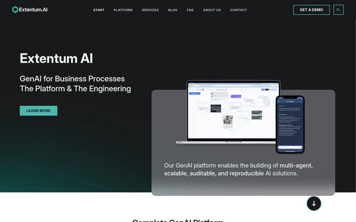 Screenshot ta' extentum.ai