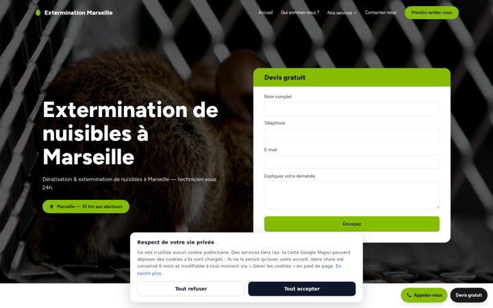 Screenshot of extermination-nuisibles-marseille.fr
