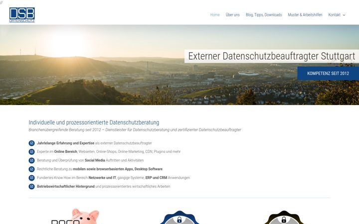Skjámynd af externer-datenschutzbeauftragter-stuttgart.de