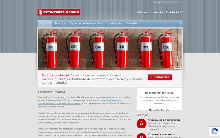 Screenshot του extintoresmadrid.es