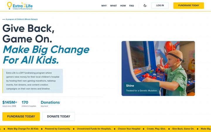 Screenshot of extra-life.org