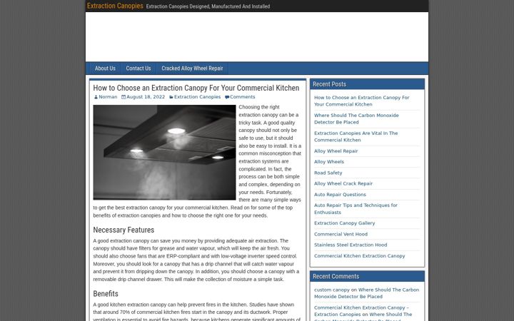 Screenshot of extractioncanopies.com