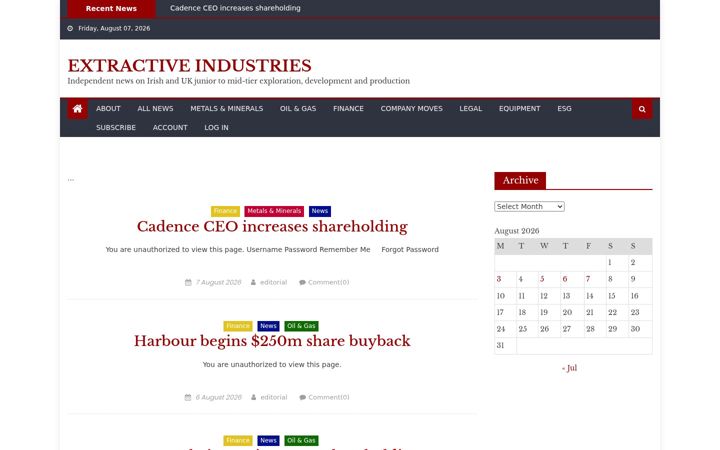 Screenshot of extractiveindustries.co.uk